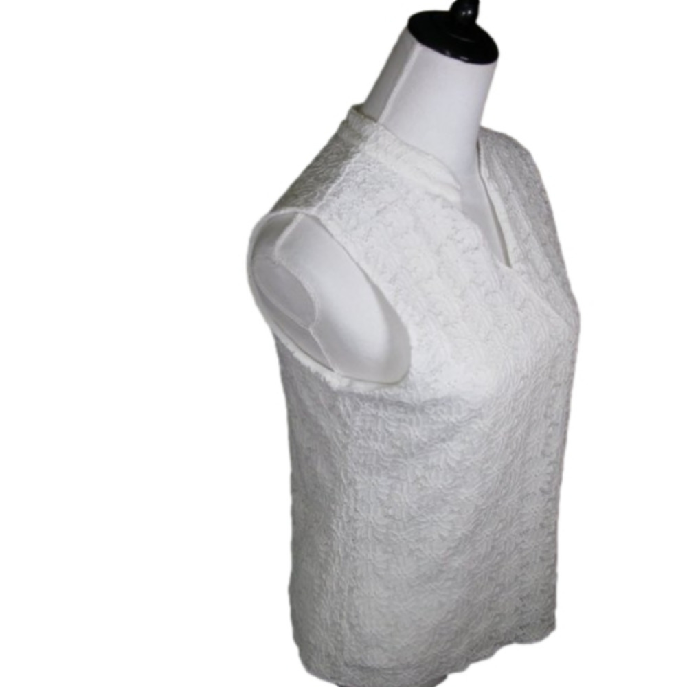 J. Jill White Lined Lace Sleeveless Top Size Medium
